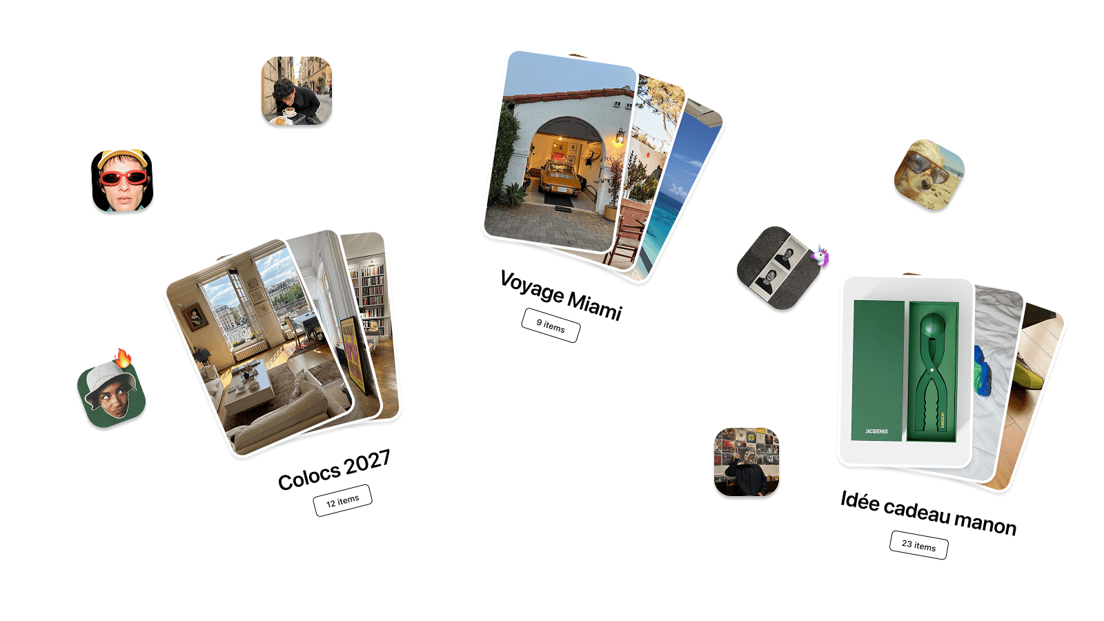 Boards partagés Palme — Colocs 2027, Voyage Miami, Idée cadeau manon